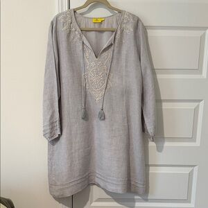 Roller Rabbit Light Gray Embroidered Dress
